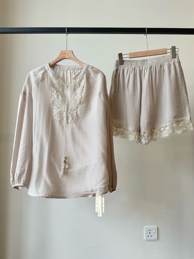 Perry Tencey Blend Lacey Trim Top & Shorts Set