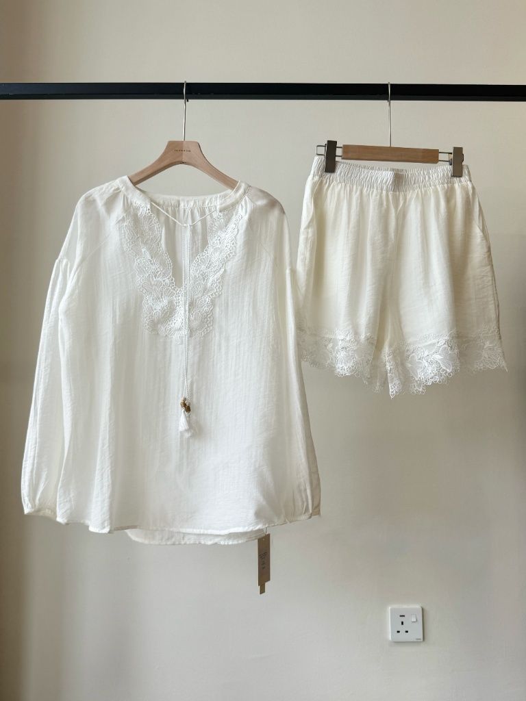Perry Tencey Blend Lacey Trim Top & Shorts Set