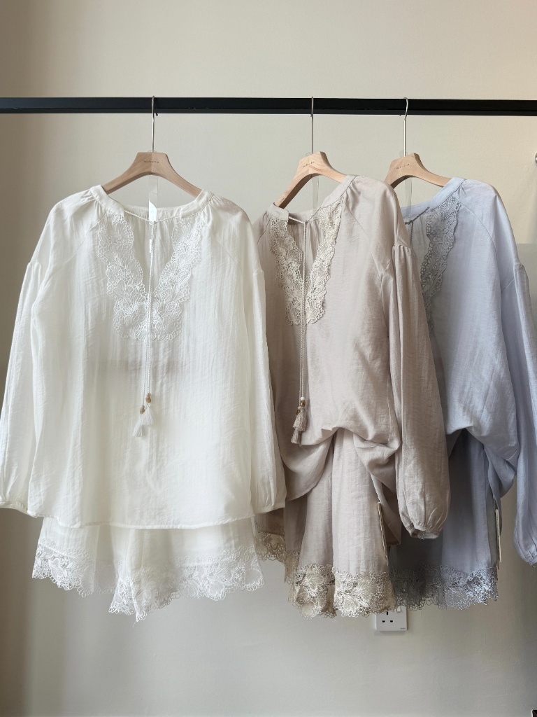 Perry Tencey Blend Lacey Trim Top & Shorts Set