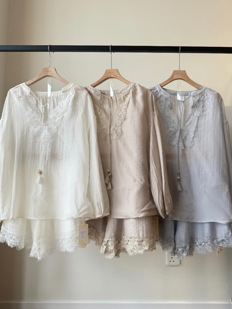 Perry Tencey Blend Lacey Trim Top & Shorts Set