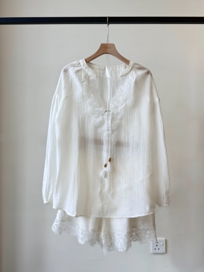Perry Tencey Blend Lacey Trim Top & Shorts Set