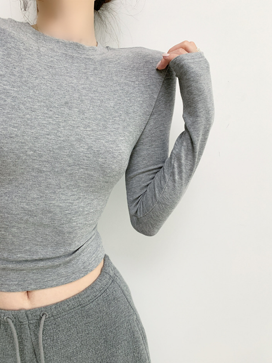Xoey Long Sleeve Knit Crop Top-The Black Bow-