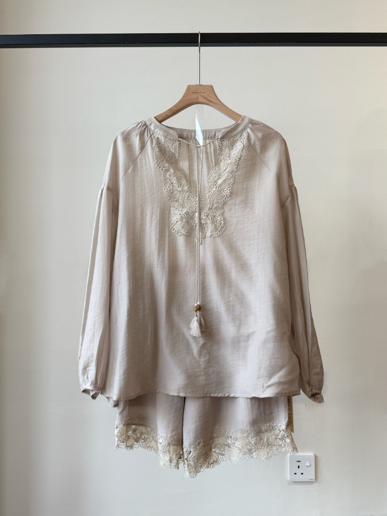 Perry Tencey Blend Lacey Trim Top & Shorts Set