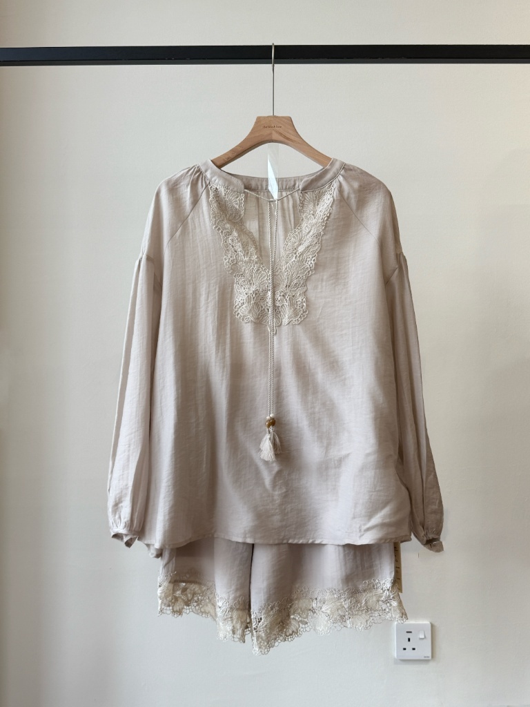 Perry Tencey Blend Lacey Trim Top & Shorts Set