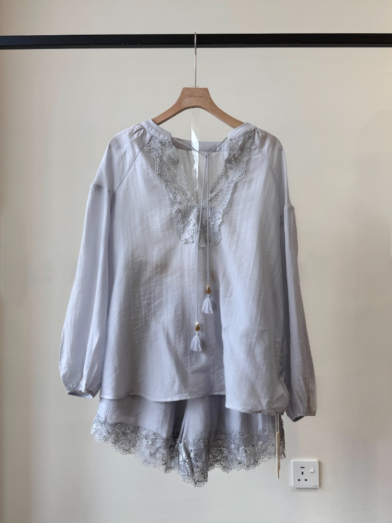 Perry Tencey Blend Lacey Trim Top & Shorts Set