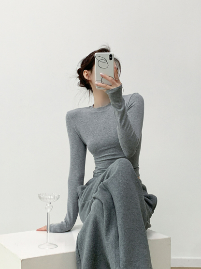Xoey Long Sleeve Knit Crop Top-The Black Bow-