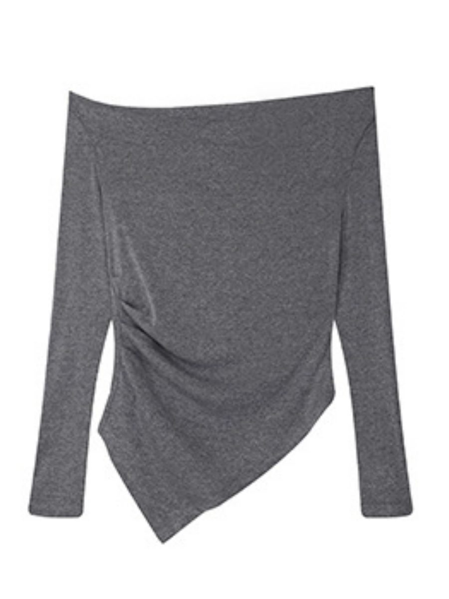 Xareny Off Shoulder Asymmetric Knit Top & Pants-The Black Bow-