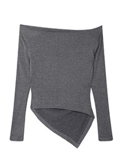 Xareny Off Shoulder Asymmetric Knit Top & Pants-The Black Bow-