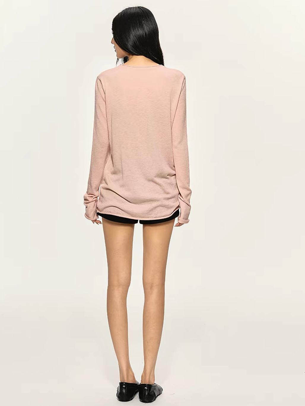 Gael Sheer-Knit Pocket Long-Sleeve Top