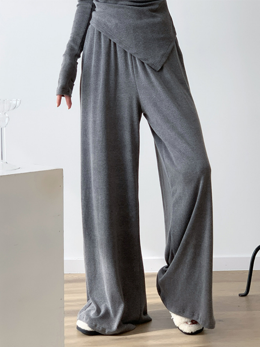 Xareny Off Shoulder Asymmetric Knit Top & Pants-The Black Bow-