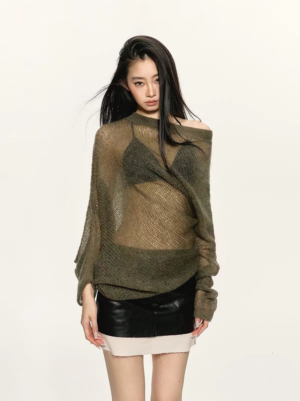 Georgina Sheer Slouchy Knit Layering Set (Sold Seperately-Outwear, Bralette, Cami Top)