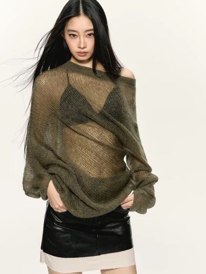 Georgina Sheer Slouchy Knit Layering Set (Sold Seperately-Outwear, Bralette, Cami Top)