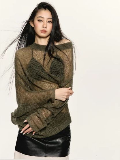 Georgina Sheer Slouchy Knit Layering Set (Sold Seperately-Outwear, Bralette, Cami Top)