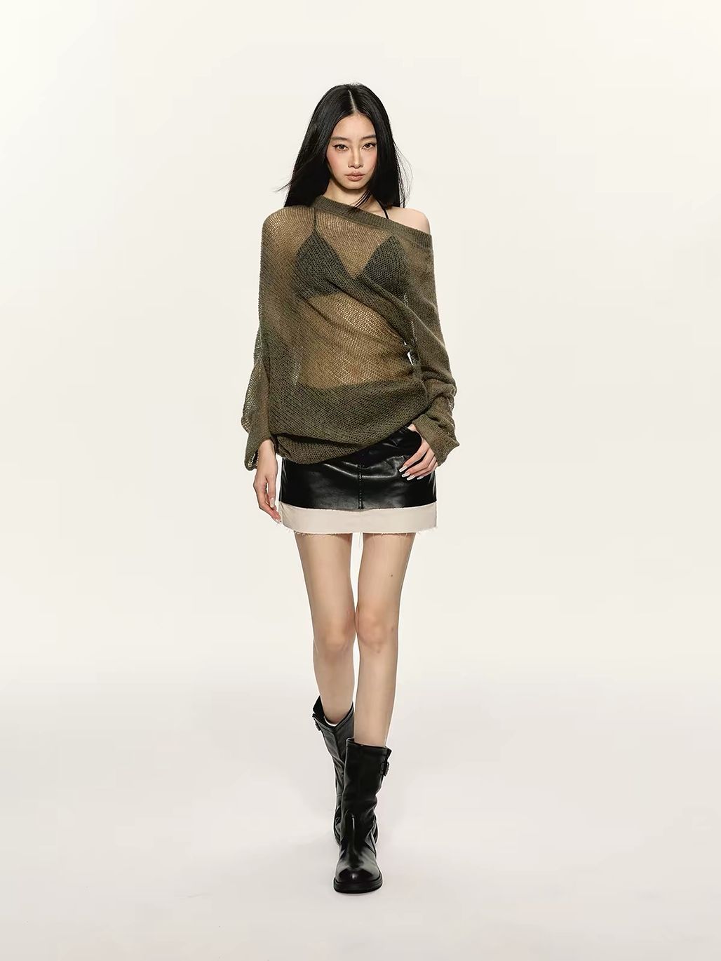 Georgina Sheer Slouchy Knit Layering Set (Sold Seperately-Outwear, Bralette, Cami Top)