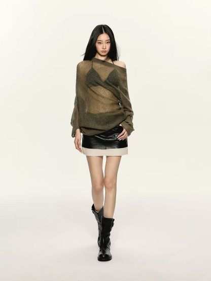 Georgina Sheer Slouchy Knit Layering Set (Sold Seperately-Outwear, Bralette, Cami Top)