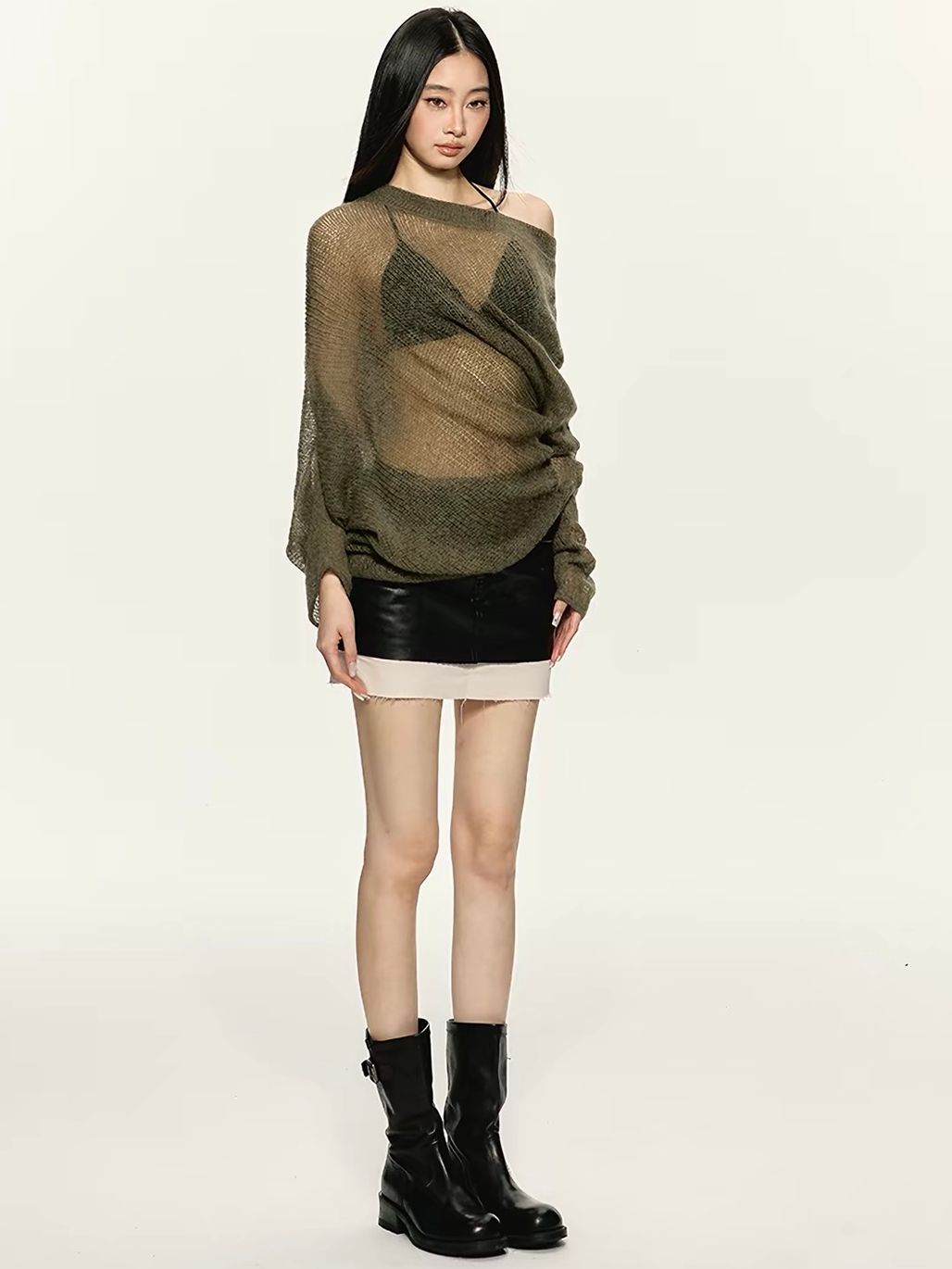 Georgina Sheer Slouchy Knit Layering Set (Sold Seperately-Outwear, Bralette, Cami Top)