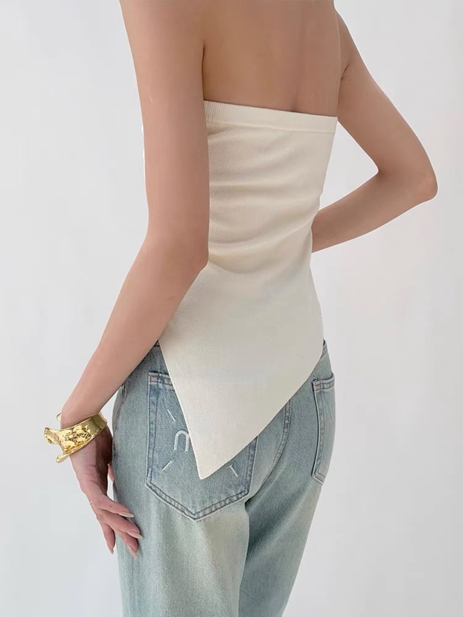 Tasoula Knit Tube Top-The Black Bow-