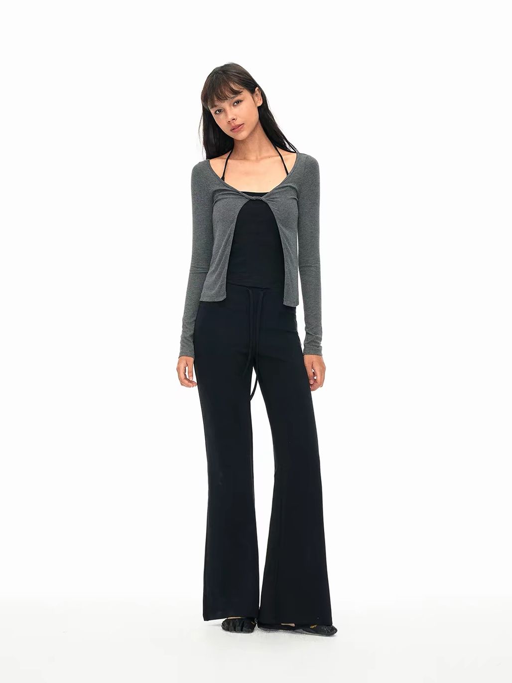 Grady Twist-Front Open Cardigan
