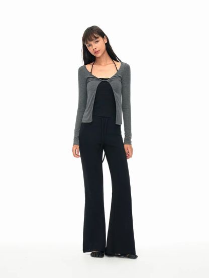 Grady Twist-Front Open Cardigan