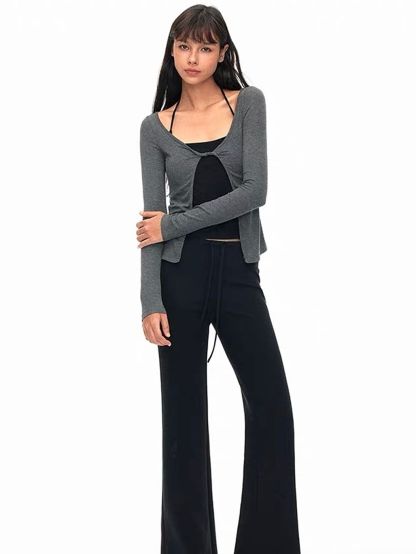 Grady Twist-Front Open Cardigan