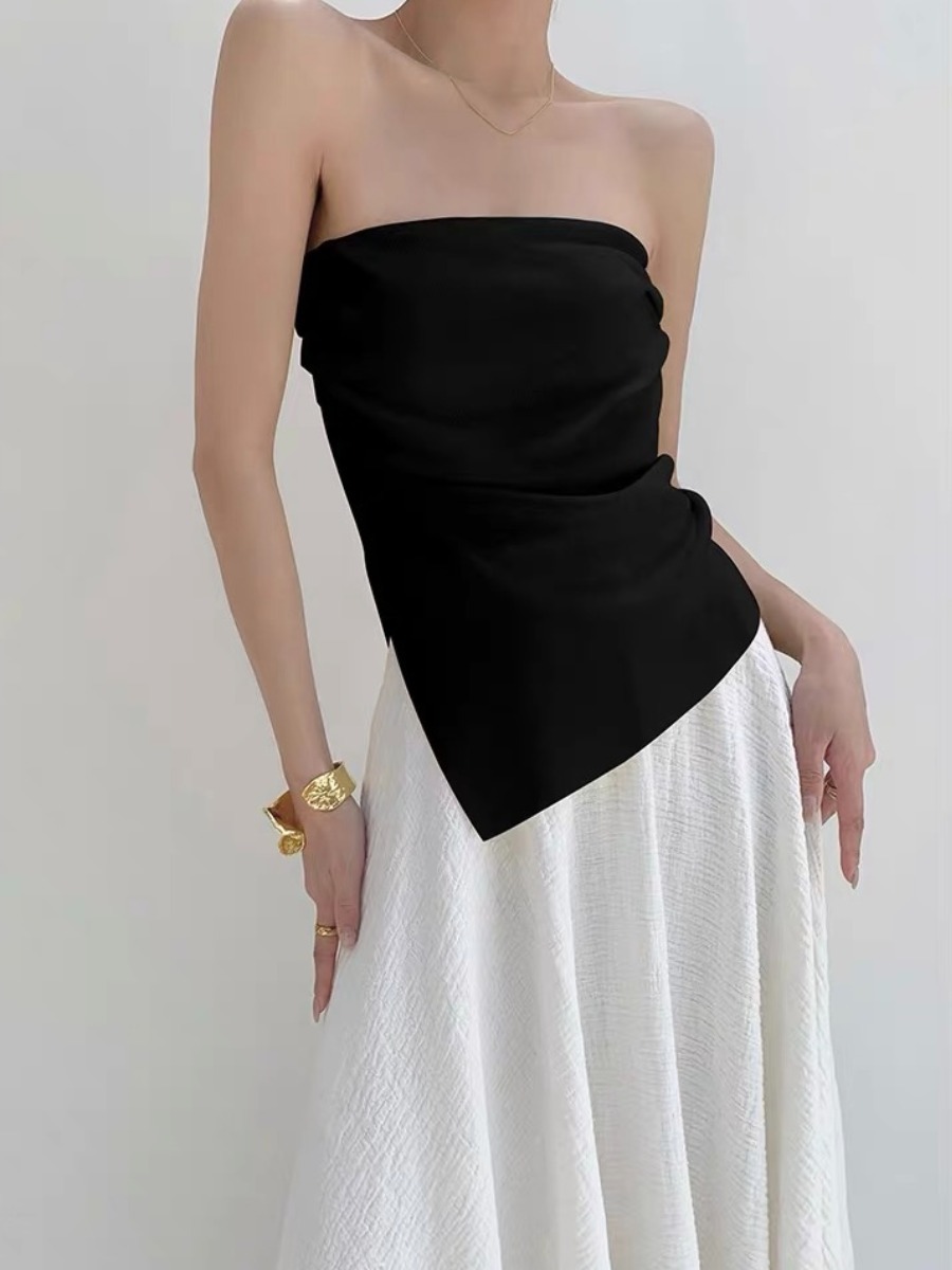 Tasoula Knit Tube Top-The Black Bow-