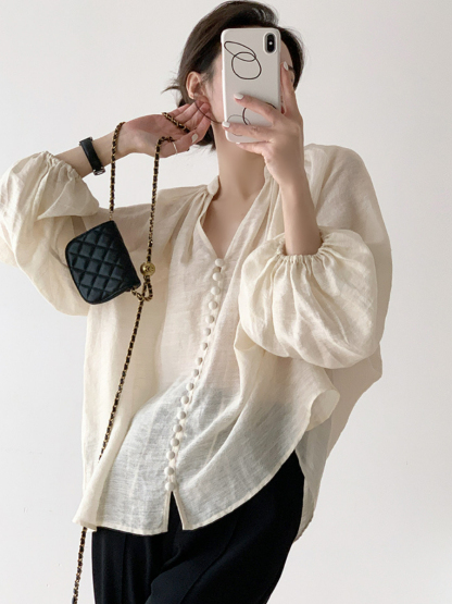 Xayla Vintage Puff Sleeve Top-The Black Bow-