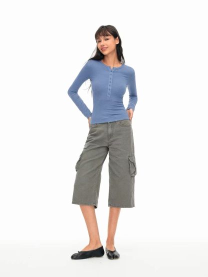 Gean Henry Collar Long Sleeve Top