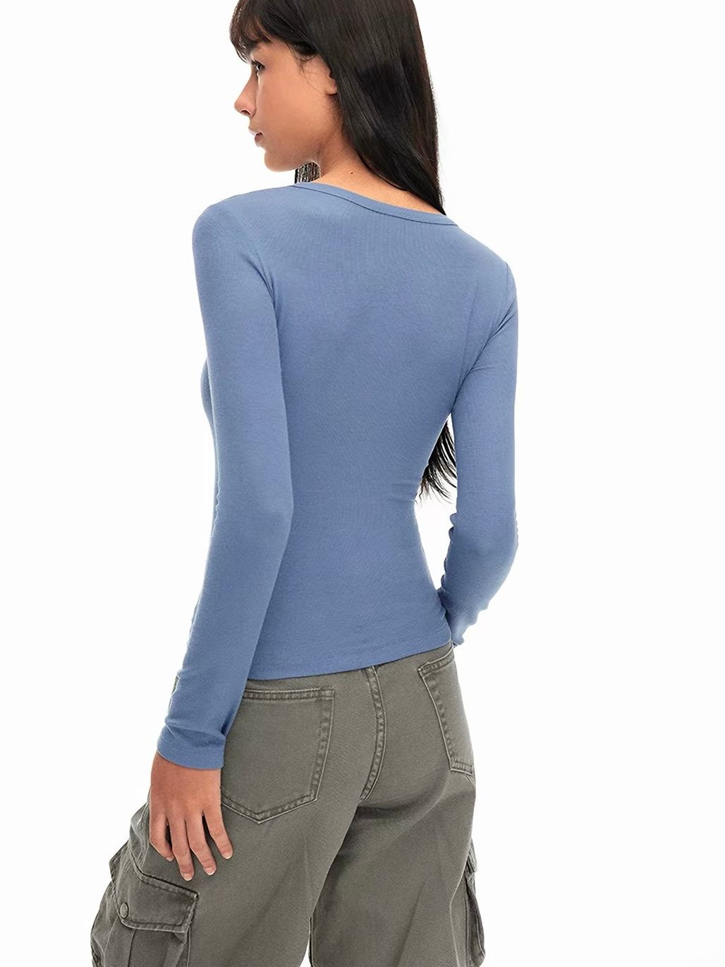 Gean Henry Collar Long Sleeve Top