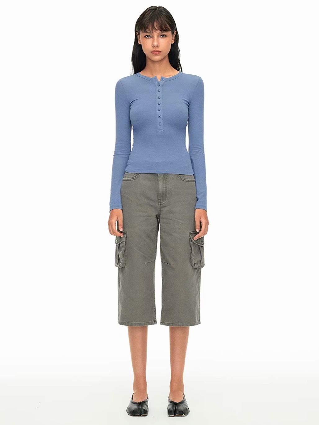Gean Henry Collar Long Sleeve Top