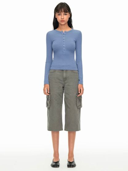 Gean Henry Collar Long Sleeve Top