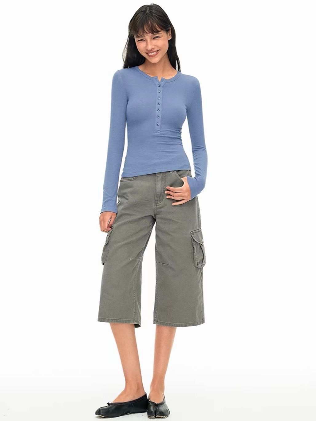 Gean Henry Collar Long Sleeve Top