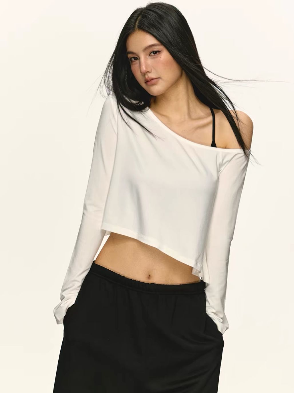 Gia Relaxed One-Shoulder Cropped Tee