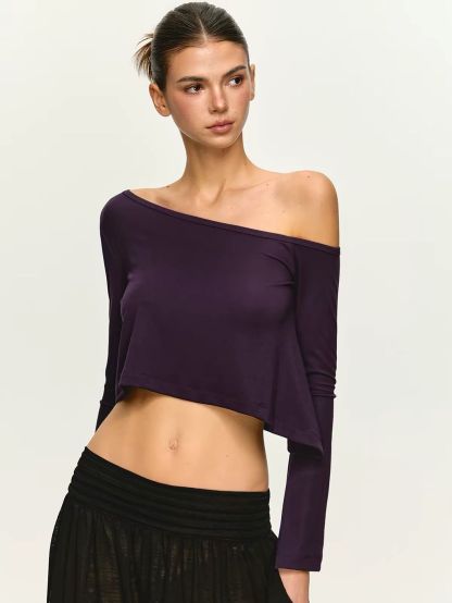 Gia Relaxed One-Shoulder Cropped Tee