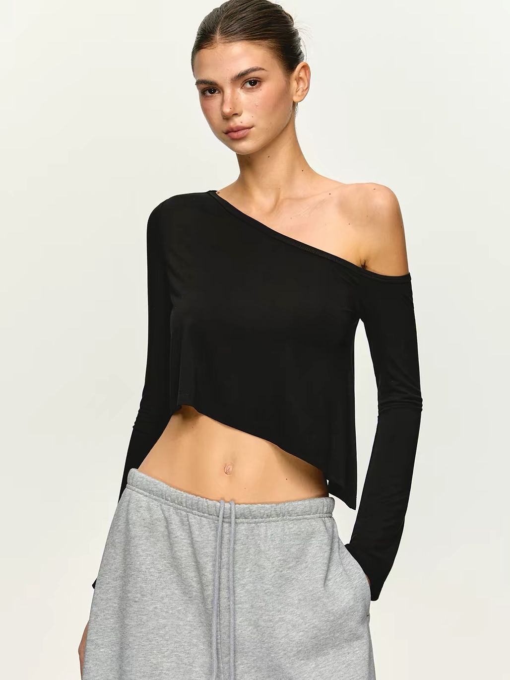 Gia Relaxed One-Shoulder Cropped Tee