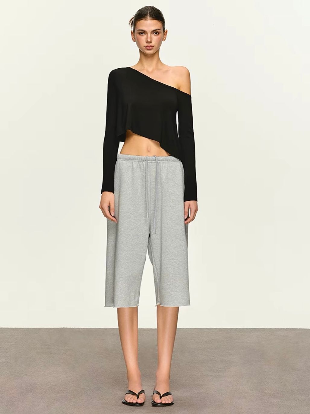 Gia Relaxed One-Shoulder Cropped Tee