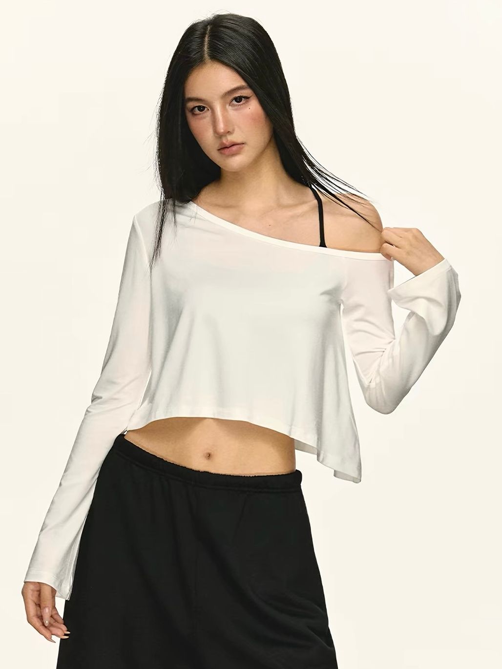 Gia Relaxed One-Shoulder Cropped Tee
