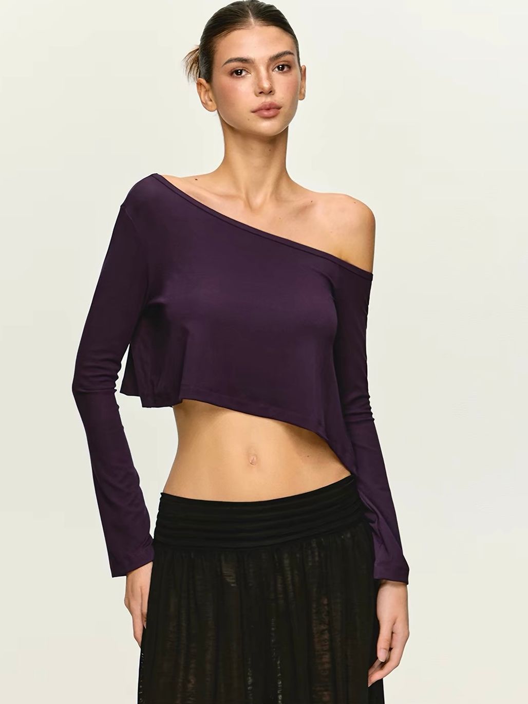 Gia Relaxed One-Shoulder Cropped Tee