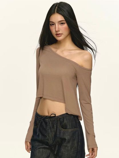 Gia Relaxed One-Shoulder Cropped Tee
