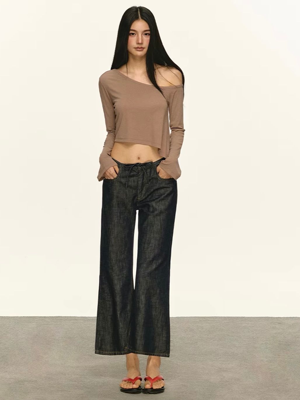 Gia Relaxed One-Shoulder Cropped Tee