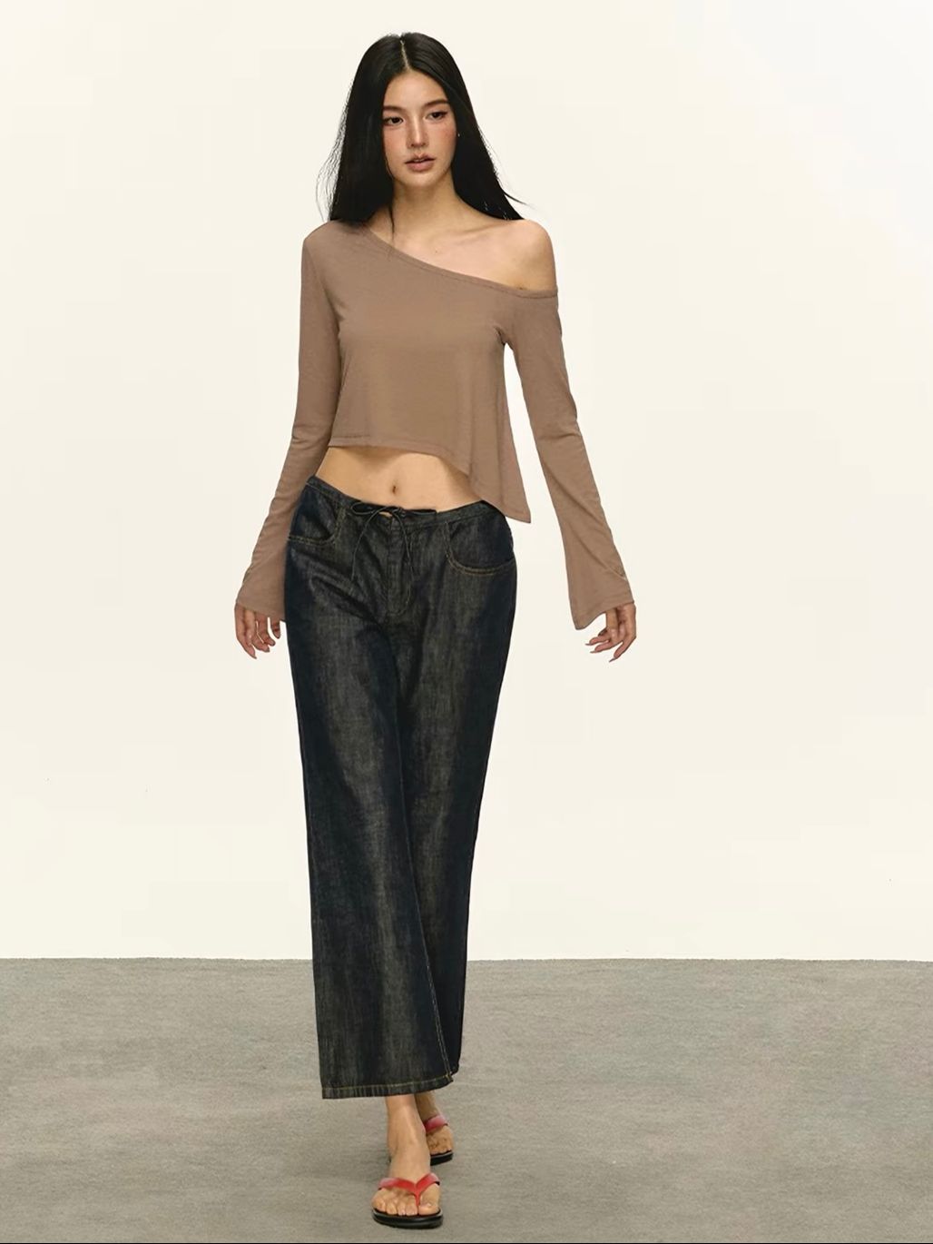 Gia Relaxed One-Shoulder Cropped Tee