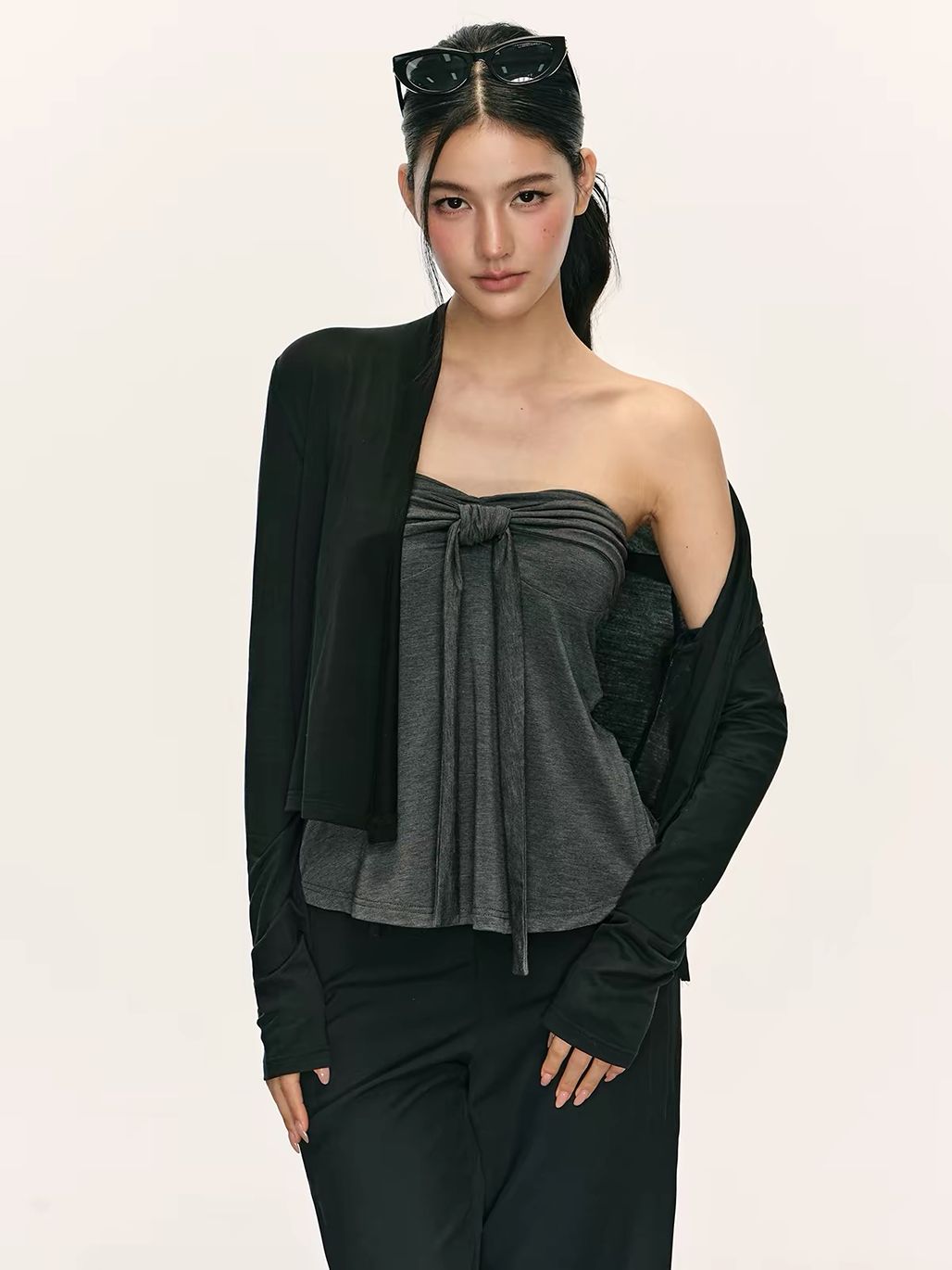 Ginny Bow-Front Tube Top & Cardigan (Sold Seperately)