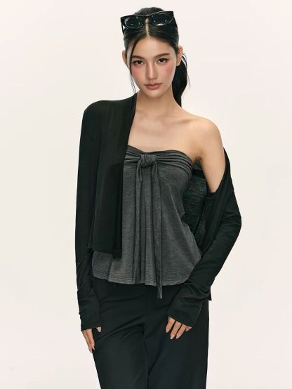 Ginny Bow-Front Tube Top & Cardigan (Sold Seperately)