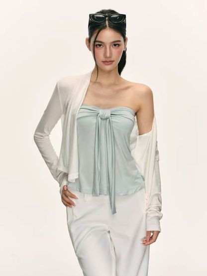 Ginny Bow-Front Tube Top & Cardigan (Sold Seperately)
