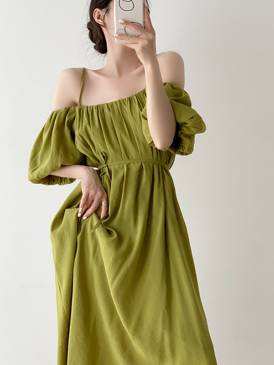 Xochi Off Shoulder Cami Dress-The Black Bow-