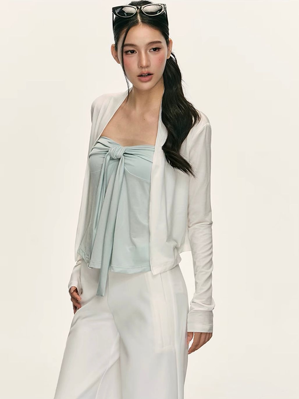 Ginny Bow-Front Tube Top & Cardigan (Sold Seperately)