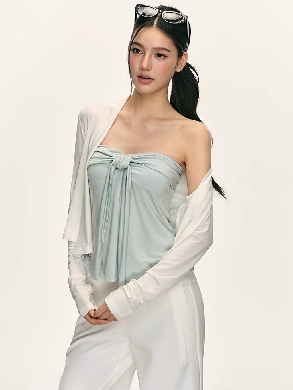 Ginny Bow-Front Tube Top & Cardigan (Sold Seperately)