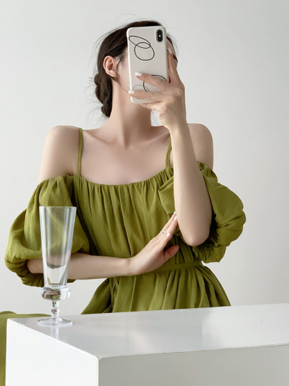 Xochi Off Shoulder Cami Dress-The Black Bow-