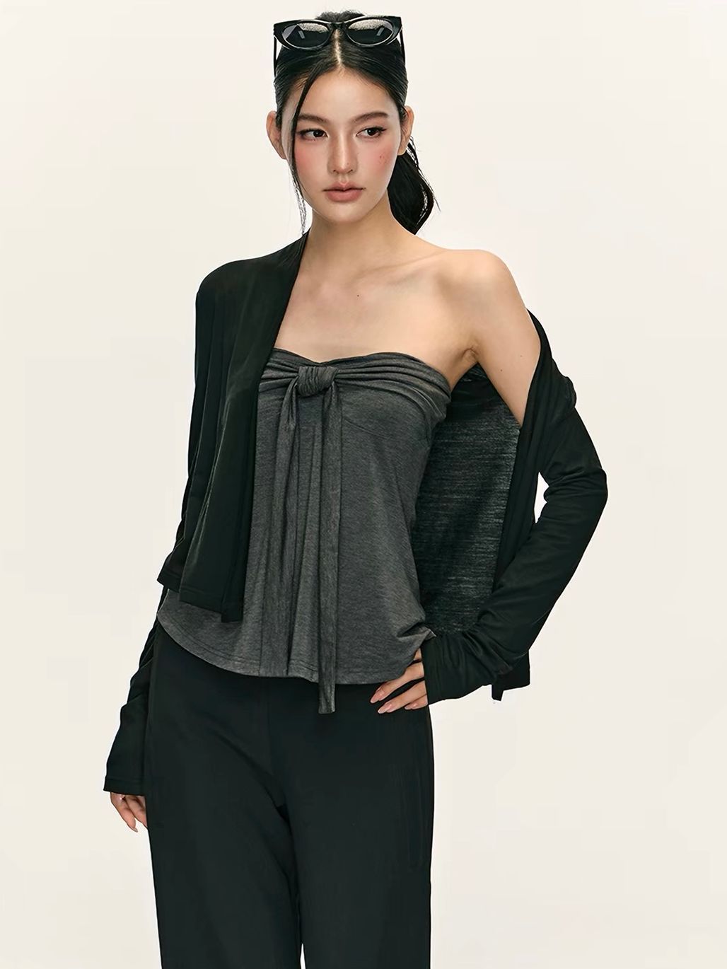 Ginny Bow-Front Tube Top & Cardigan (Sold Seperately)