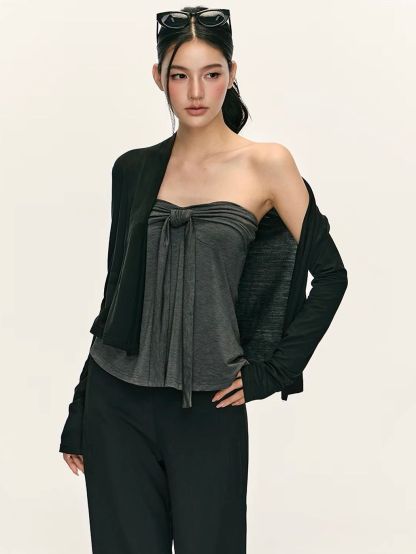 Ginny Bow-Front Tube Top & Cardigan (Sold Seperately)