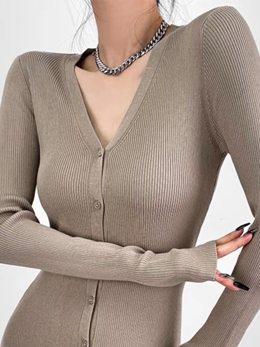 Treasa Two Way Long Sleeve Cardigan/ Button Knit Dress-The Black Bow-